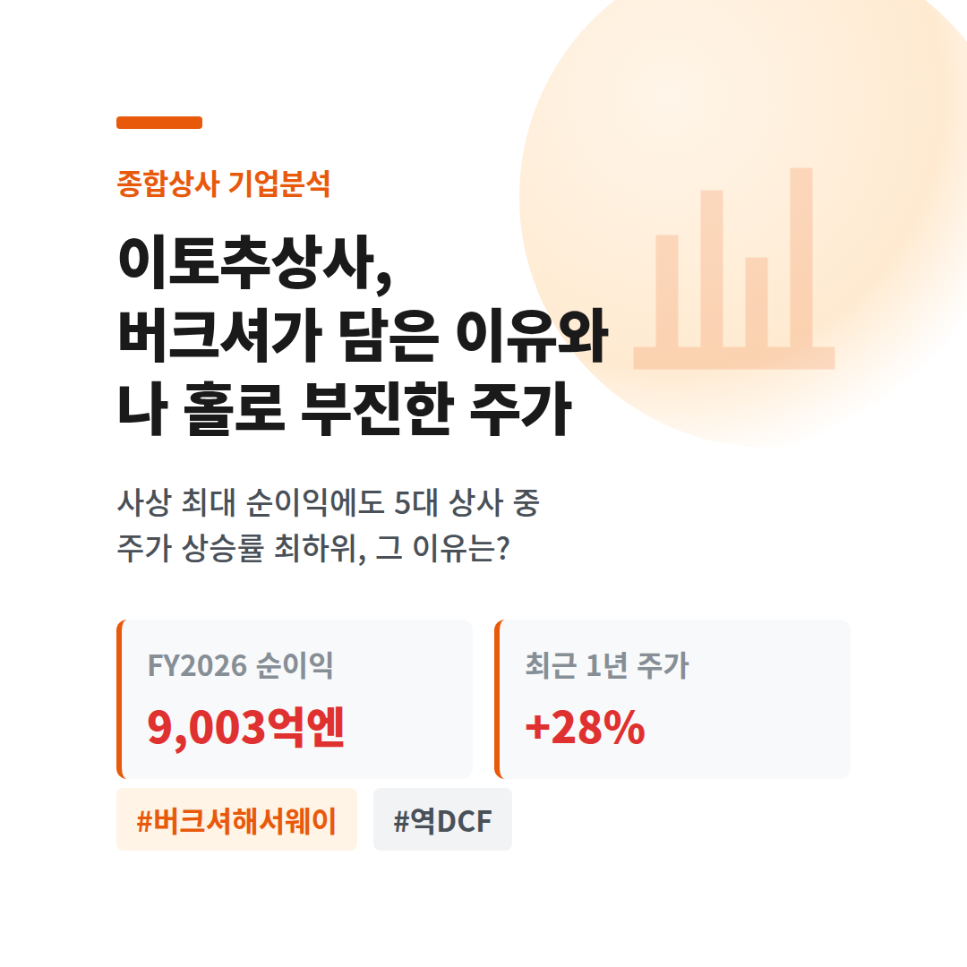 이토추상사, 버크셔가 담은 이유와 나 홀로 부진한 주가
